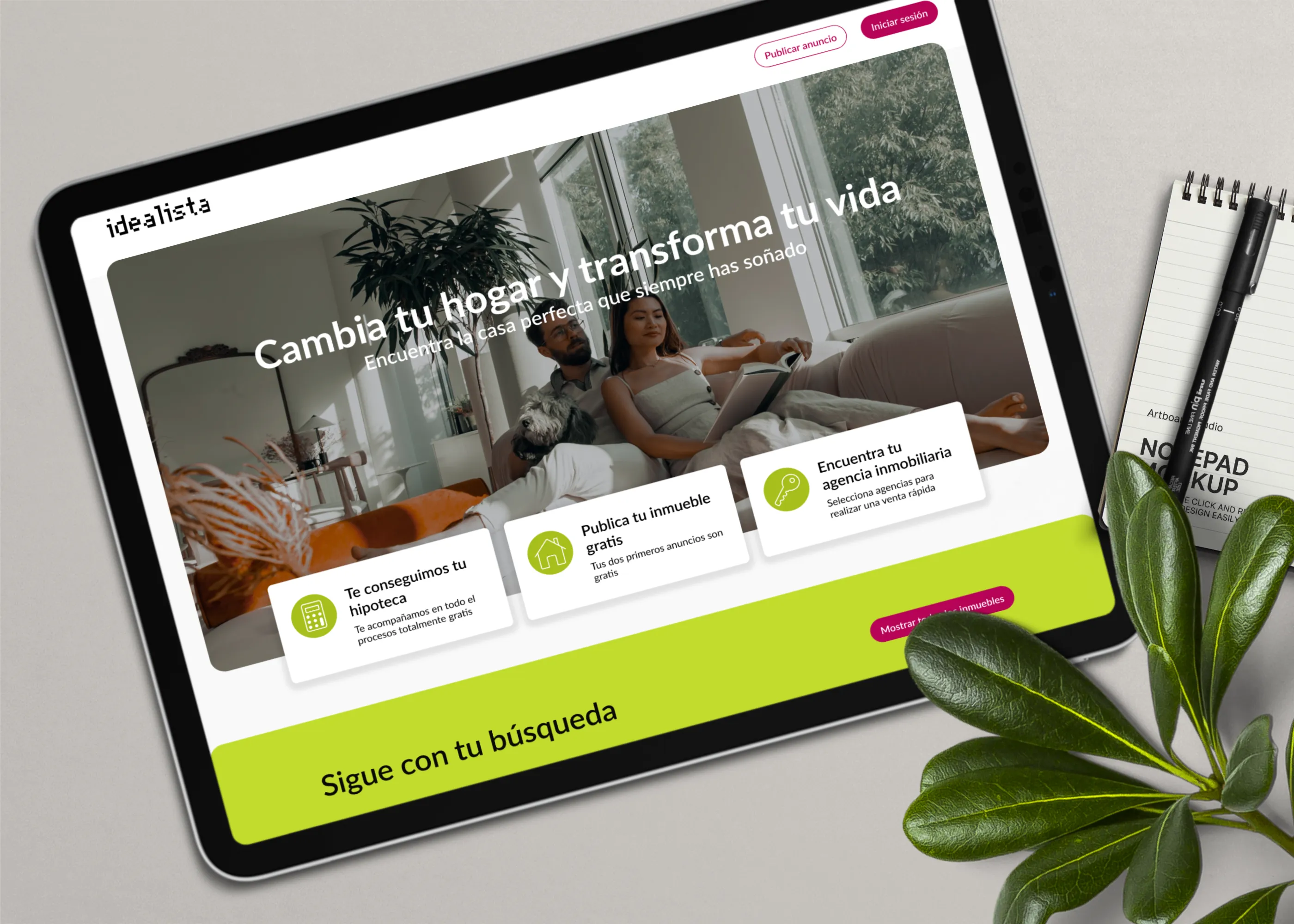 Idealista website redesign shown on a laptop